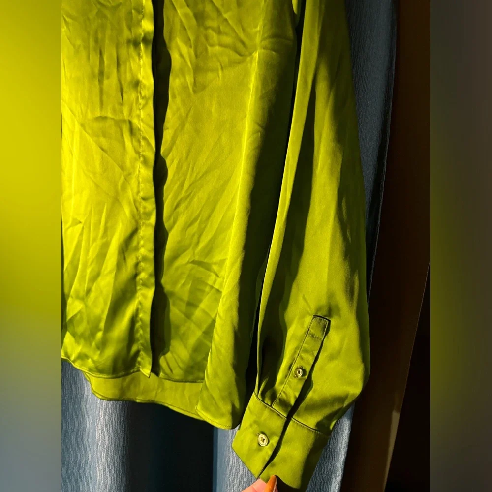 A New Day Bright Green Long Sleeve Button Down Shirt - Picture 4 of 9